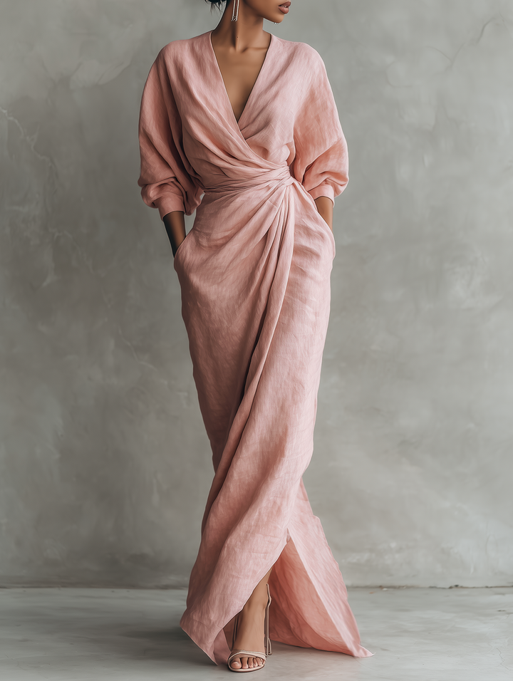 BETTY™ - ROBE LONGUE EN LIN ÉLÉGANTE À ENCOLURE EN V