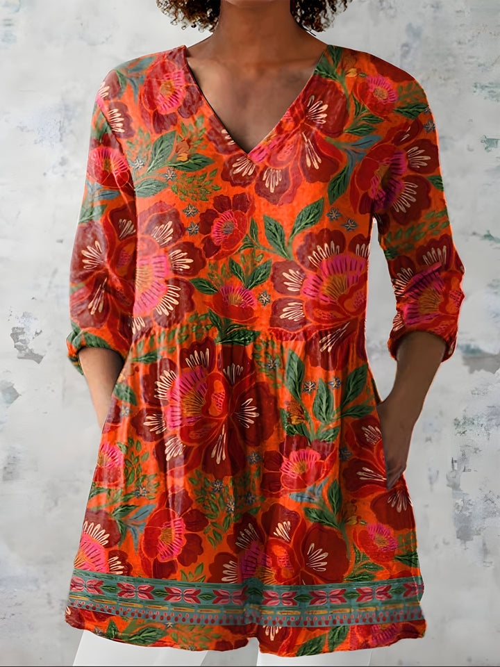 Priscilla | Blouse Longue avec Décolleté en V