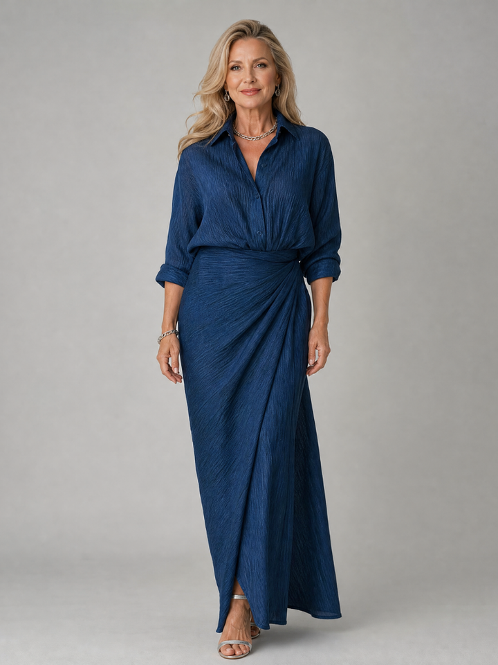 Mirque™ Robe longue cache-cœur à manches longues