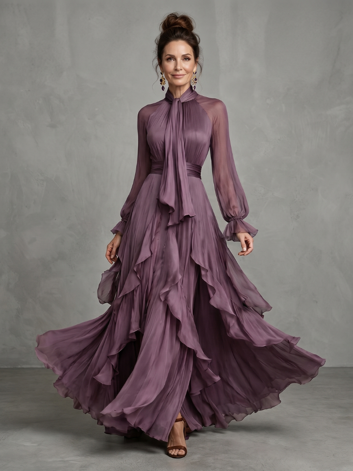 Gloria | Robe Maxi à Col Nœud