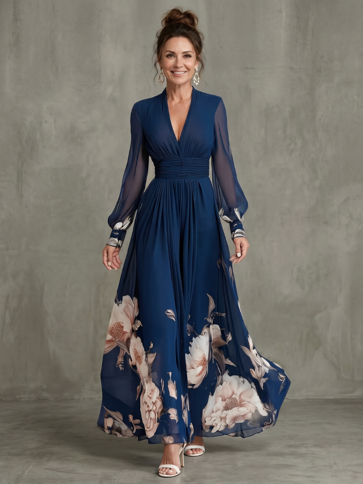 Delilah | Robe Maxi à Ourlet Fleuri Plissé