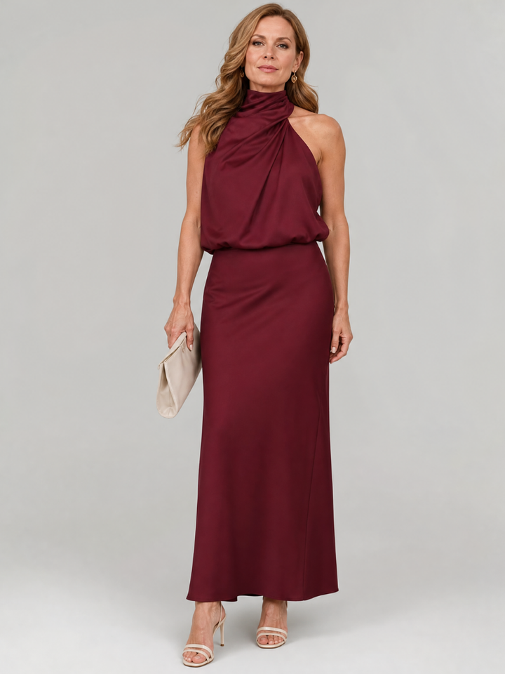 Nopal™ Robe mi-longue sans manches à encolure drapée