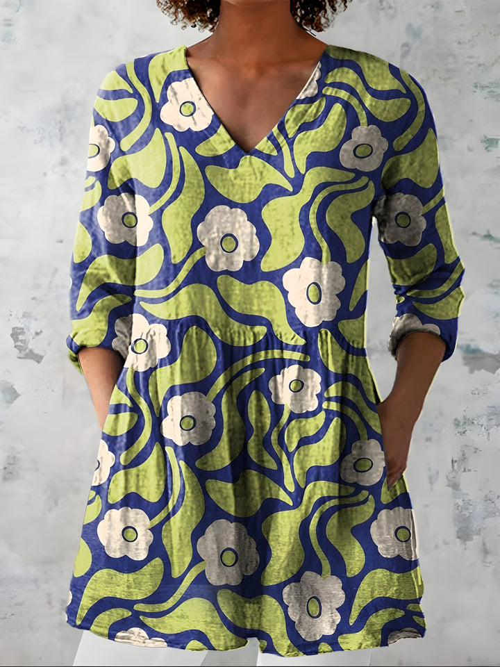 Stephanie | Longue Blouse avec Décolleté en V