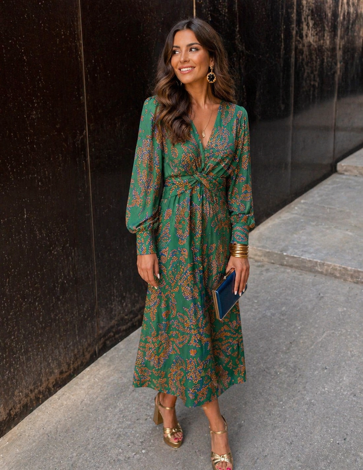 Iris | Robe Midi Taille Twist