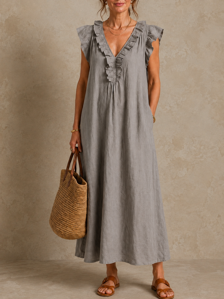 Josette | Robe Maxi à Volants et Décolleté en V