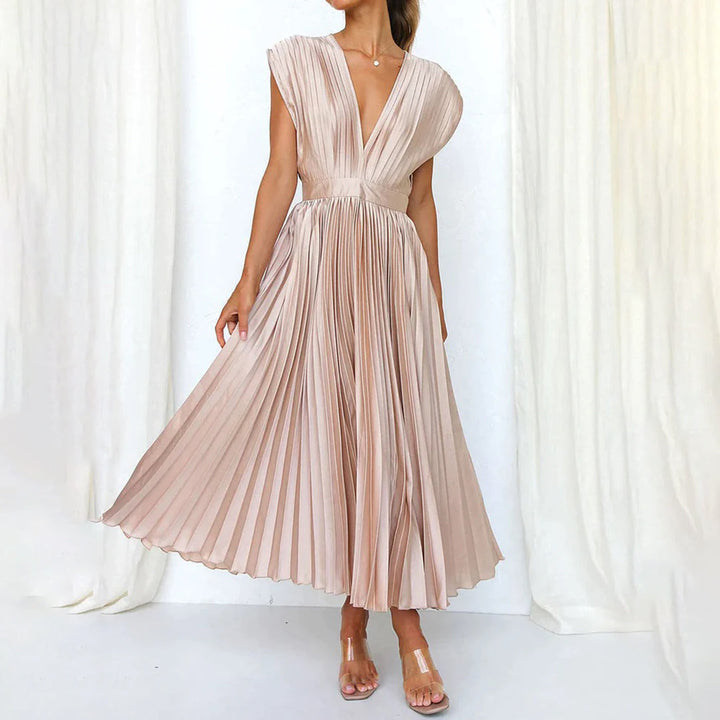 Estella | Robe Midi Plissée Élégante