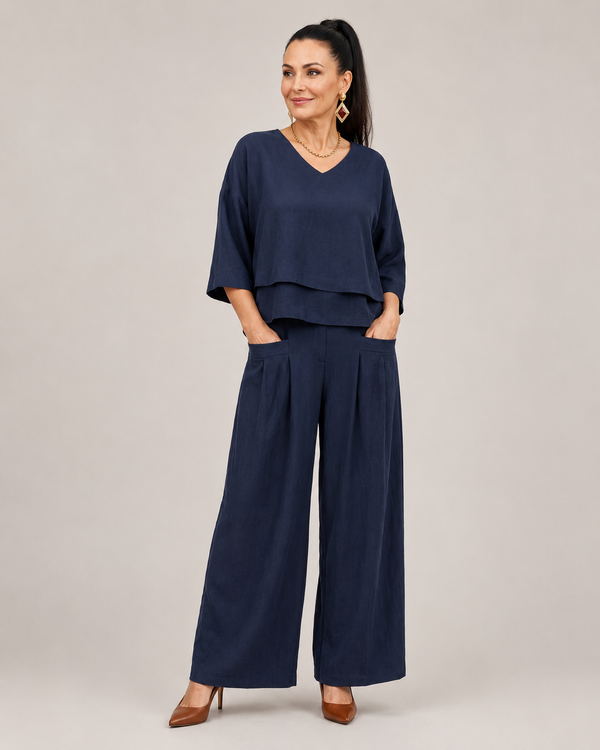 Rivière | Ensemble Top Superposé Pantalon Large