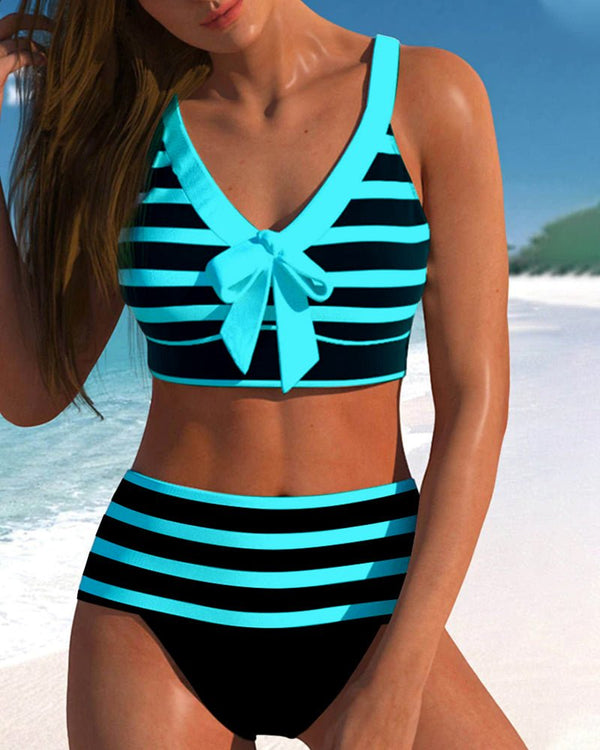 Marina™ | Bikini taille haute à rayures