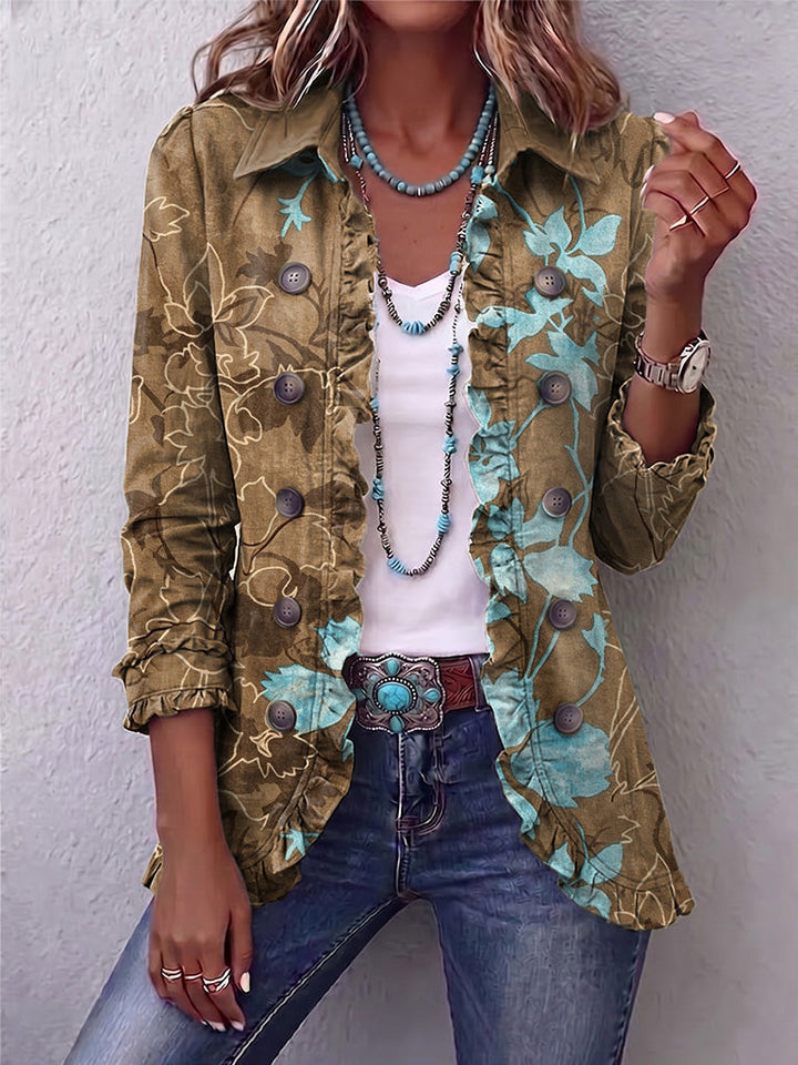 Sundara™ | Veste vintage florale à volants dégradé bohème