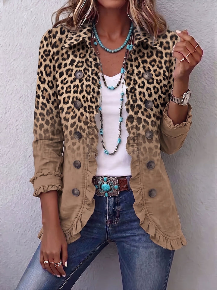 Tawny™ | Veste à volants en dégradé léopard vintage