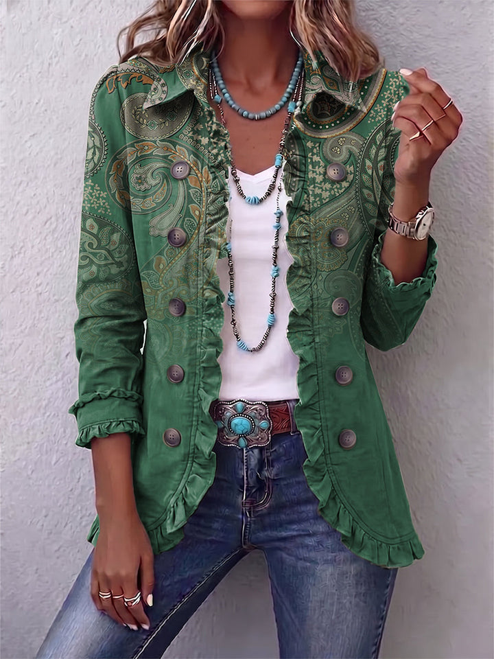 Jemara™ | Veste Froncée Imprimée Paisley Bohémien