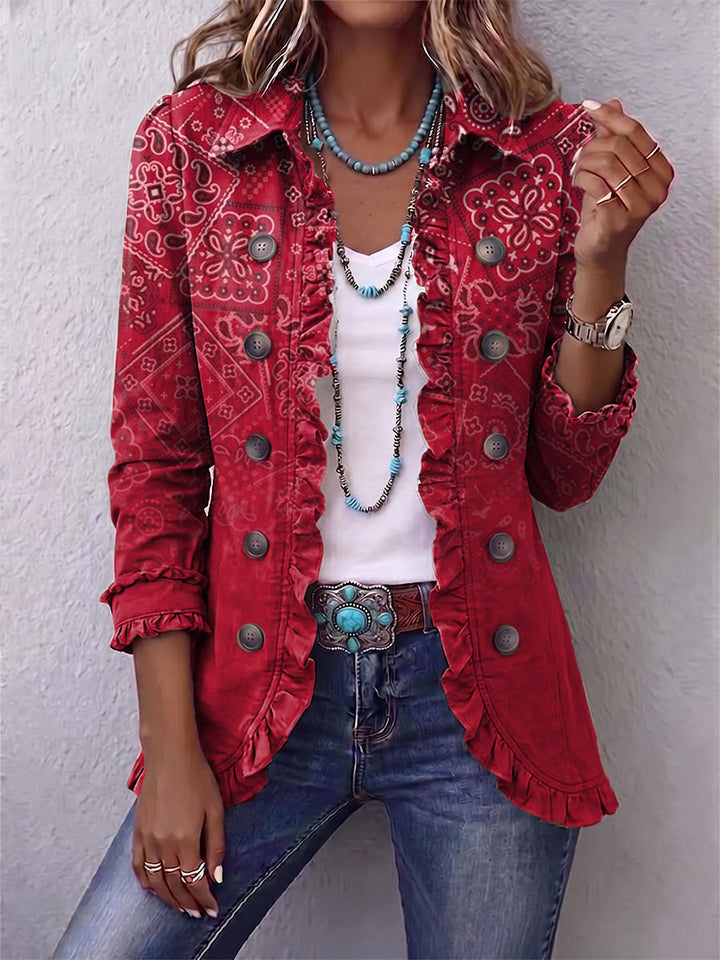 Criselle™ | Veste Ruffle Imprimé Paisley Ombré Bohémien