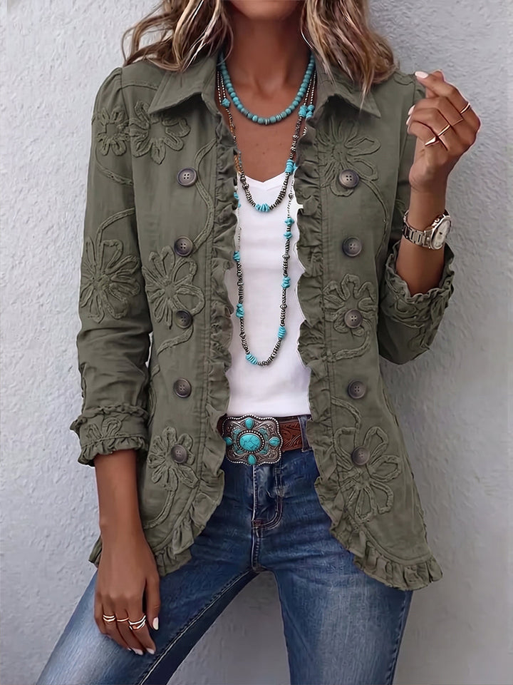 Kamberly™ | Veste utilitaire à volants brodée florale Boho-Chic