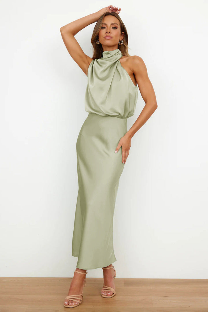 Emilia | Robe Maxi Drapée à Col Halter