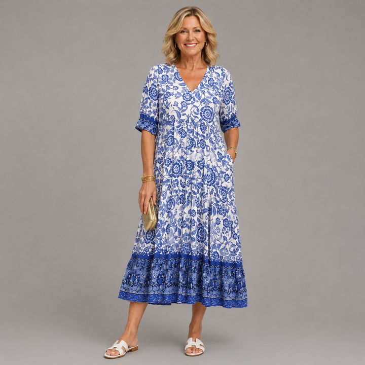 Keisha | Robe Fleurie à Col V Élégante