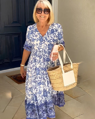 Keisha | Robe Fleurie à Col V Élégante