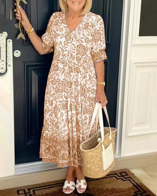 Keisha | Robe Fleurie à Col V Élégante