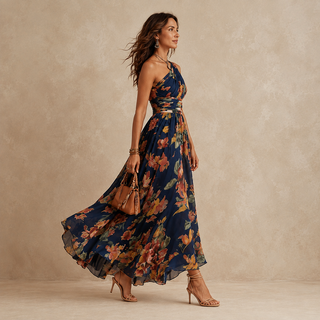 Celeste | Robe Maxi Florale à Une Épaule