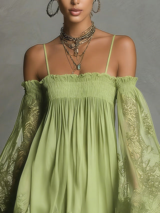 Noemi™ | Robe Mini en Chiffon de Dentelle Marine