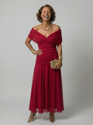 Calen | Robes Midi Fluides Off Shoulder