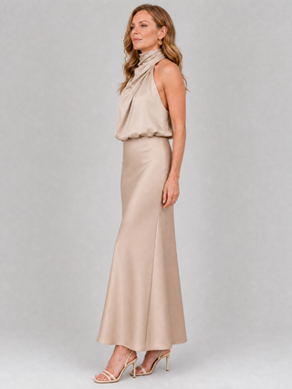 Nopal™ Robe mi-longue sans manches à encolure drapée
