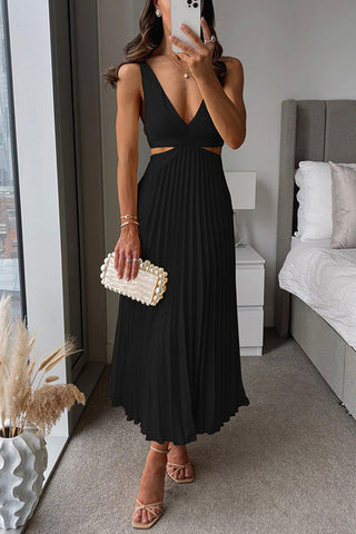 Celia | Robe Midi Plissée Découpée