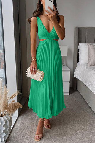 Celia | Robe Midi Plissée Découpée