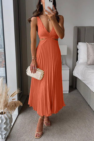 Celia | Robe Midi Plissée Découpée