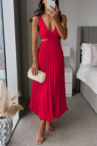 Celia | Robe Midi Plissée Découpée