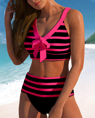 Martina™ | Bikini rayé à taille haute