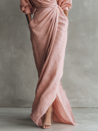 BETTY™ - ROBE LONGUE EN LIN ÉLÉGANTE À ENCOLURE EN V