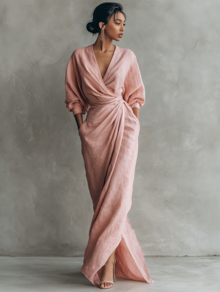 BETTY™ - ROBE LONGUE EN LIN ÉLÉGANTE À ENCOLURE EN V