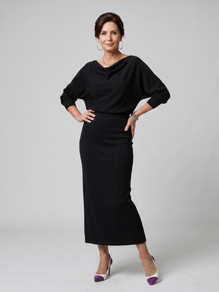 Bettany | Robe Midi à Col Drapé