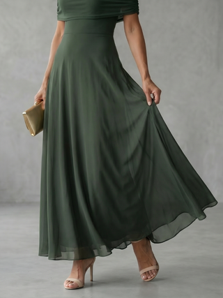 Nerissa | Robe Midi Drapée Off-Shoulder
