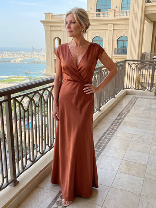 Samouse™ Robe longue à bustier croisé et manches courtes montées