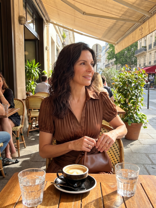 Margery | Robe Midi à Taille Plissée et Rayée