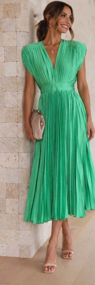 Estella | Robe Midi Plissée Élégante