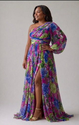 Elowen | Robe Maxi Fleurie à Une Épaule
