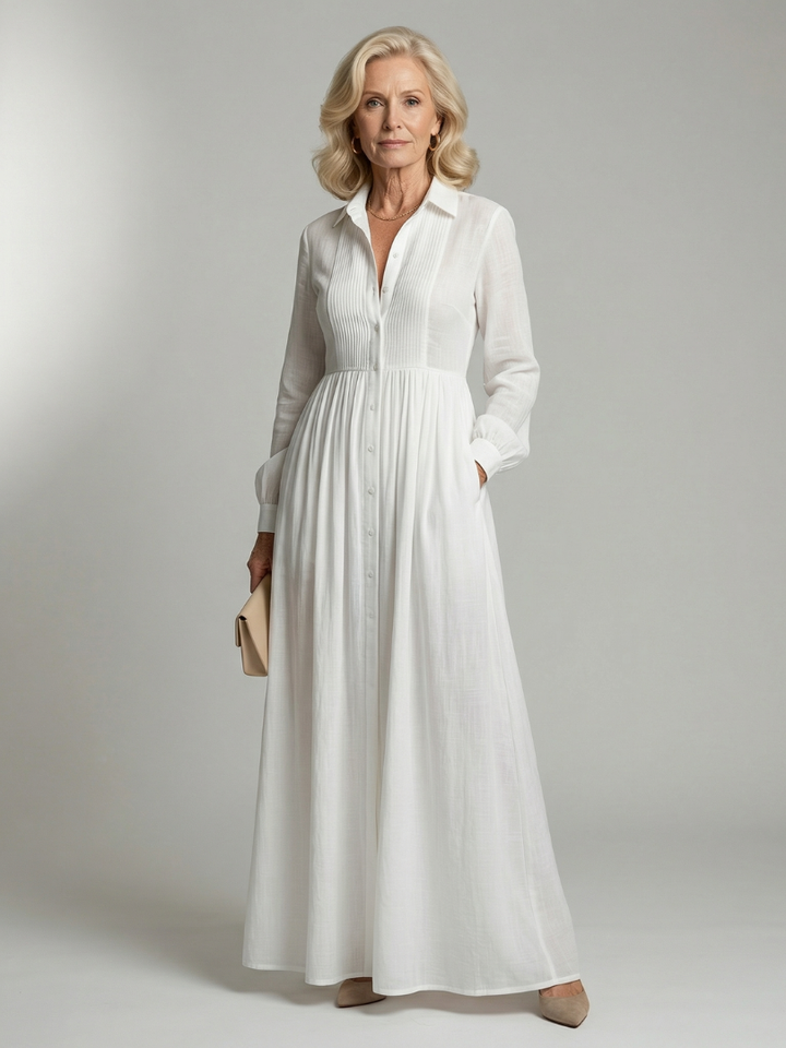 Amelia | Robe Maxi Élégante à Pliages