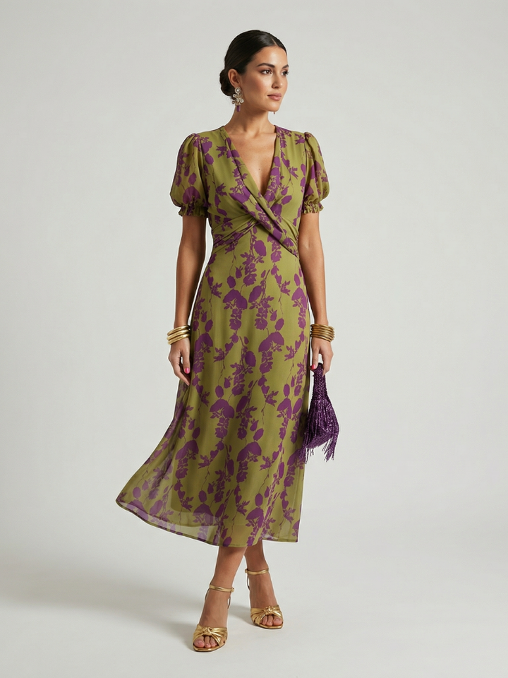 Virel™ Robe mi-longue fleurie à coupe décontractée