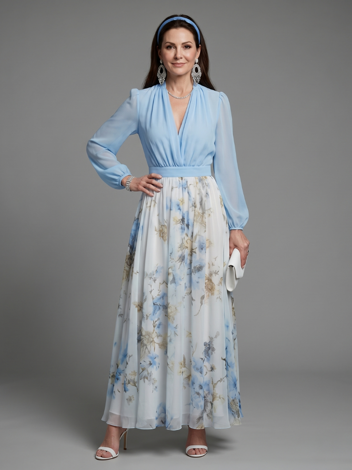 Coralie | Robe Maxi Fleurie à Col V