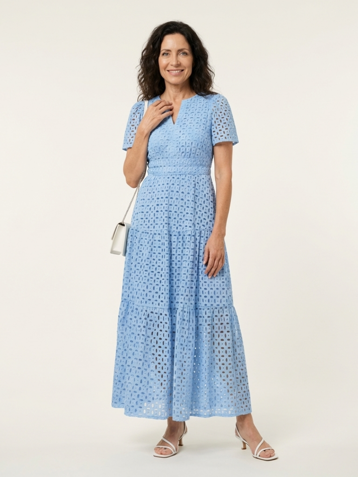 Brielle | Robe midi à manches courtes et décolleté en V