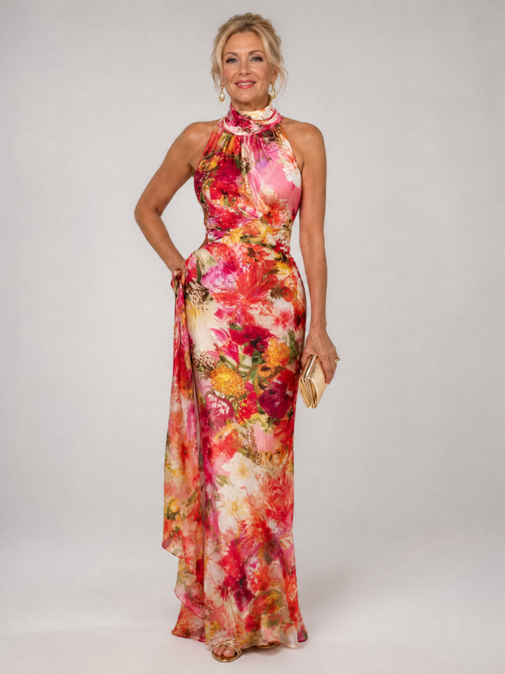 Elisabetta™ Robe longue à imprimé floral et encolure licou