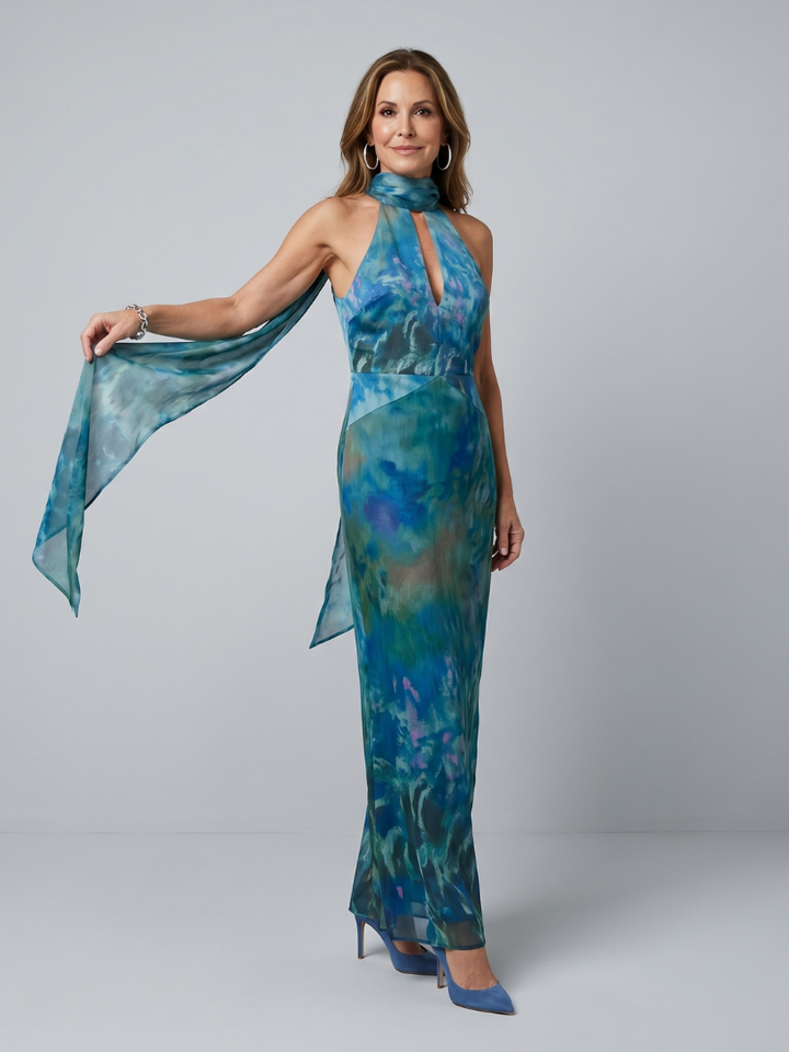 Evelyn | Robe Maxi Halter à Découpe
