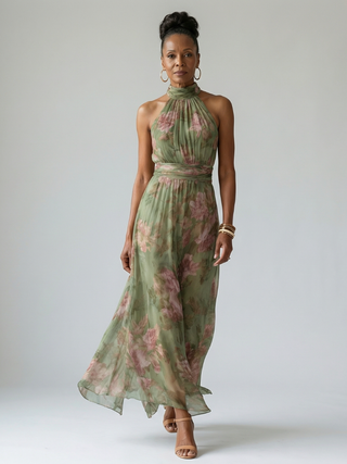 Mirelle™ Robe mi-longue licou froncée