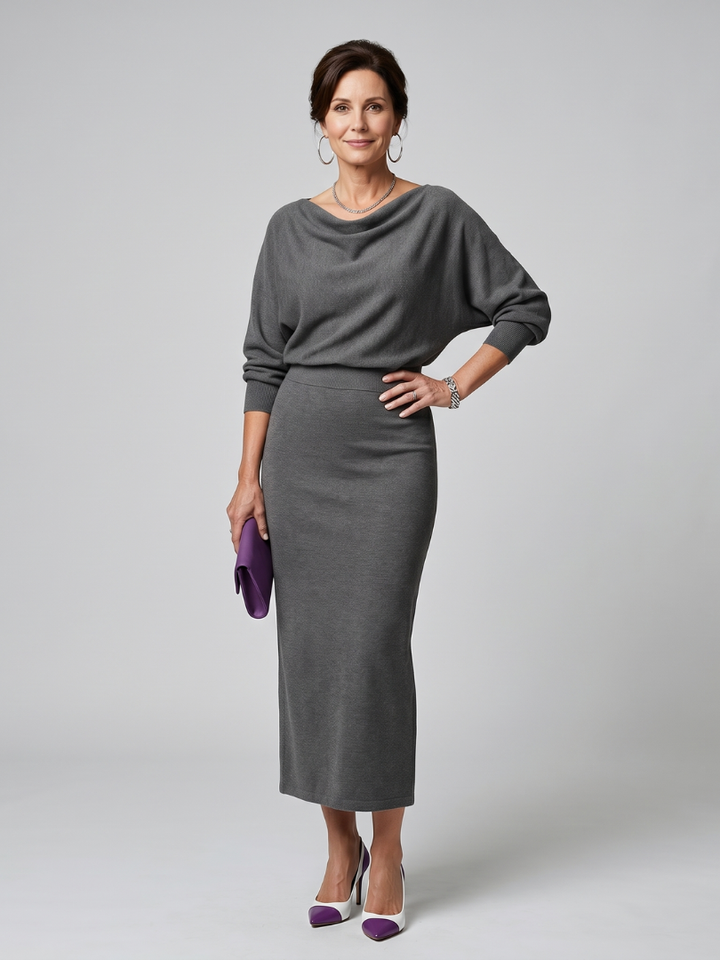 Bettany | Robe Midi à Col Drapé