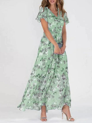 Rosanne | Robe Maxi à Manches Flutter Florales