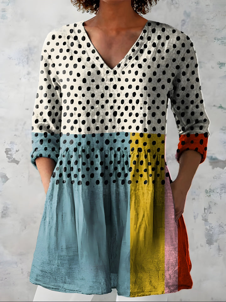 Jacqueline | Longue Blouse avec Décolleté en V