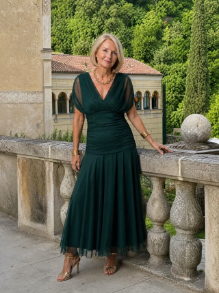 Calen™ robe mi-longue fluide à épaules dénudées