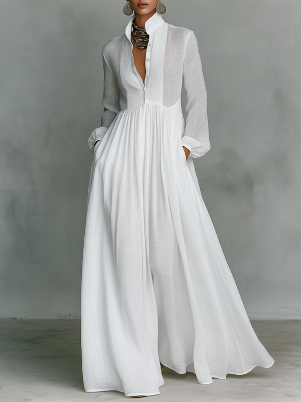 GLORIA™ - ROBE LONGUE EN LIN PATCHWORK